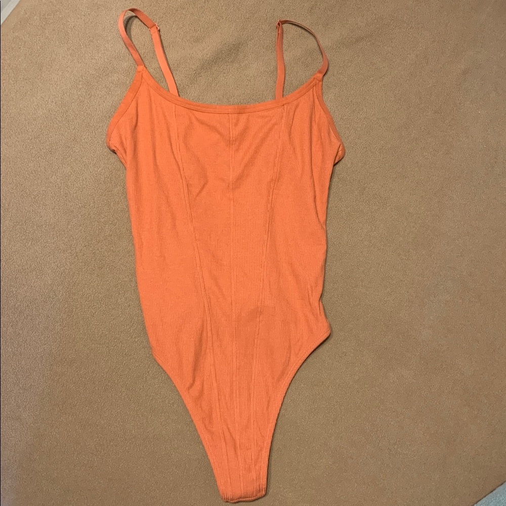 Orange Spaghetti Strap Bodysuit